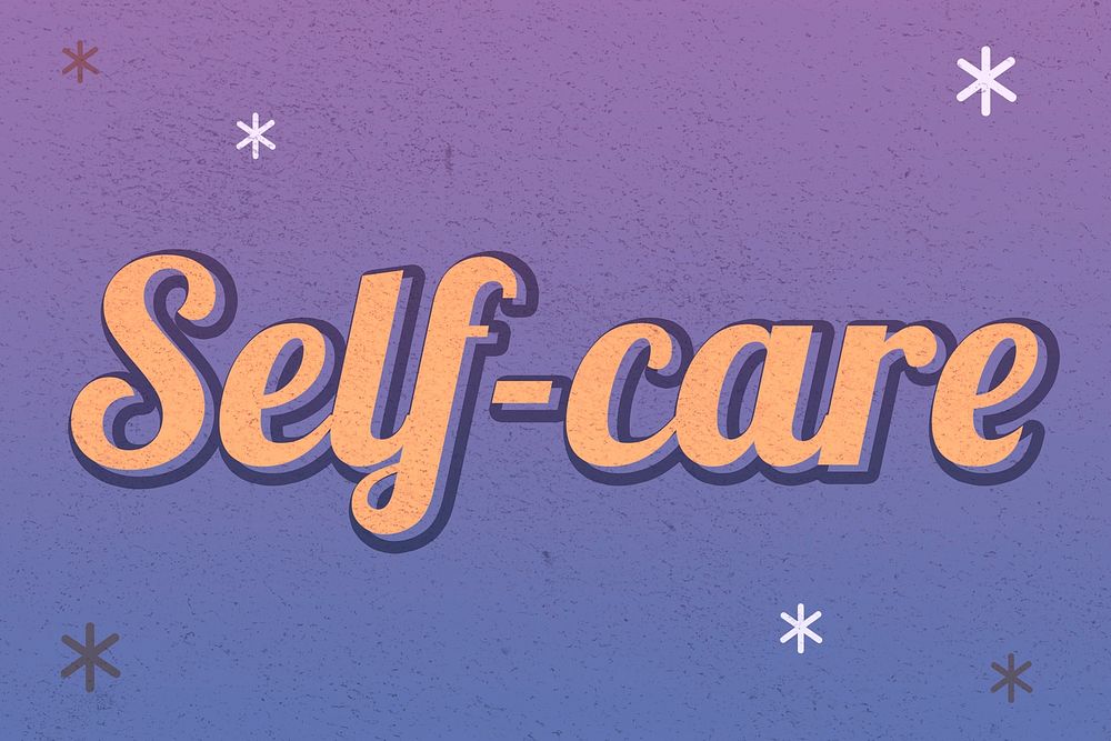 Self-care typography retro purple night sky