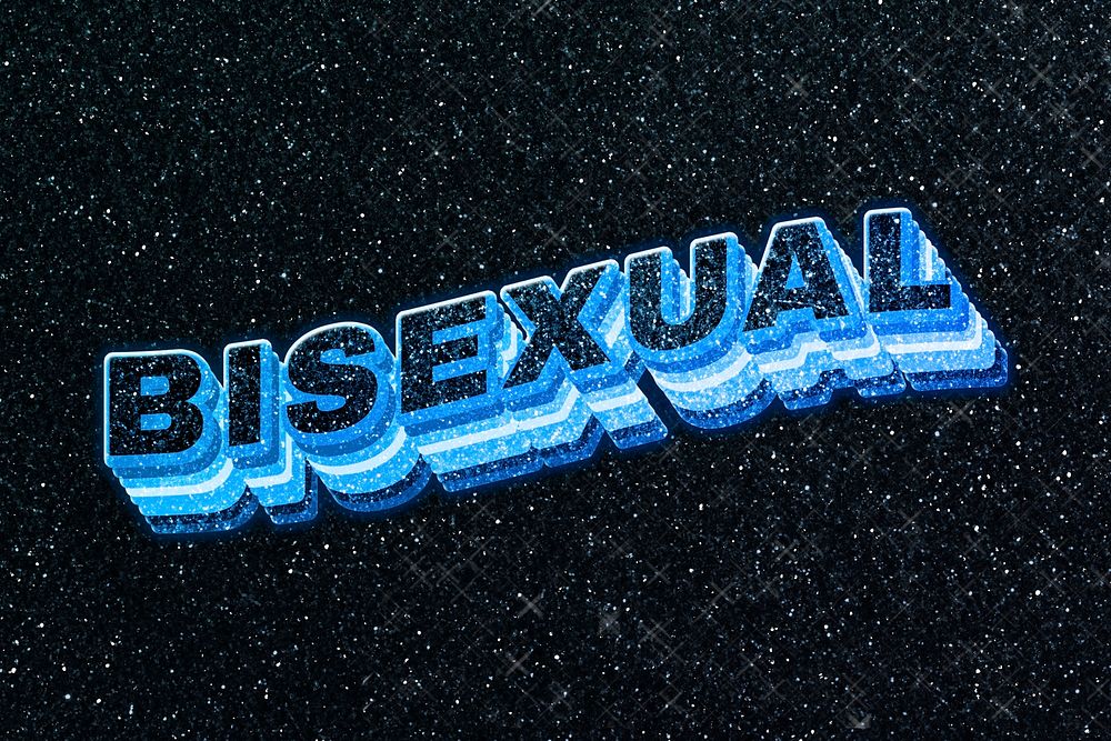 Bisexual word 3d effect typeface sparkle glitter texture