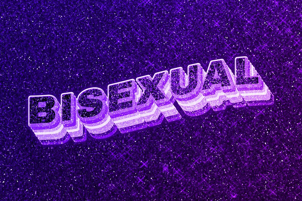 Bisexual text 3d retro word art glitter texture