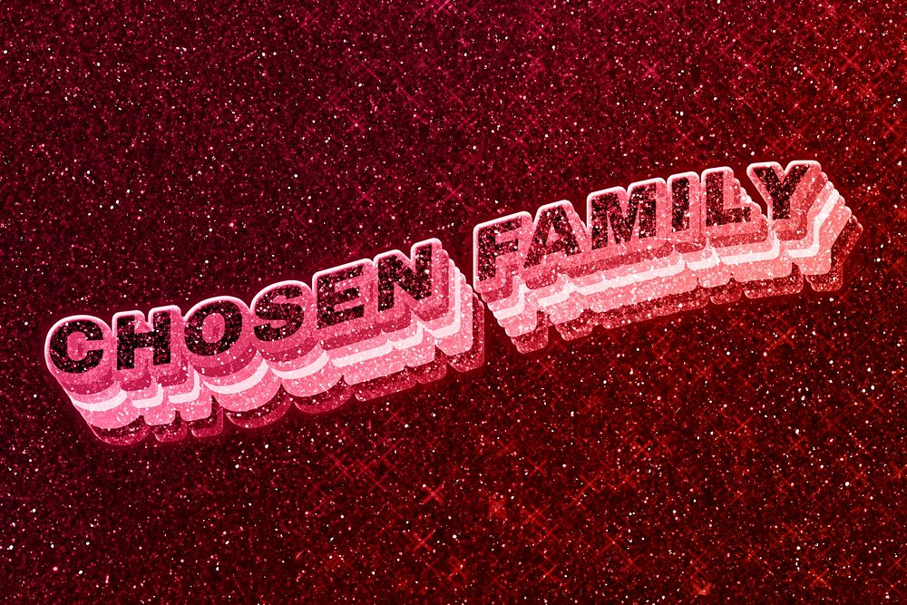 Chosen family word 3d effect typeface glowing font