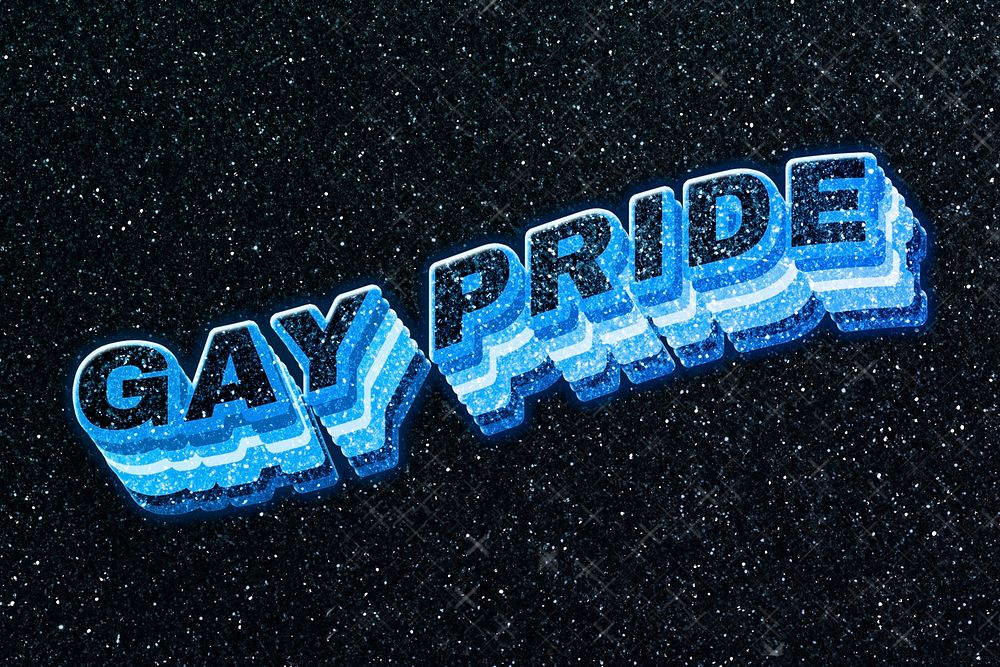 Gay pride word 3d effect typeface sparkle glitter texture