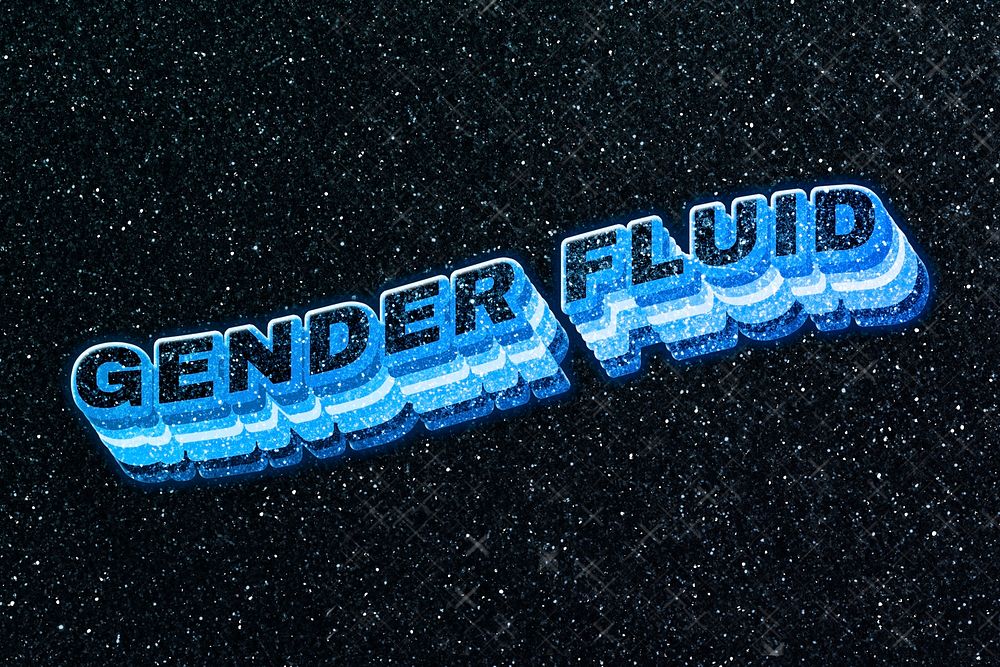 Gender fluid word 3d effect typeface sparkle glitter texture