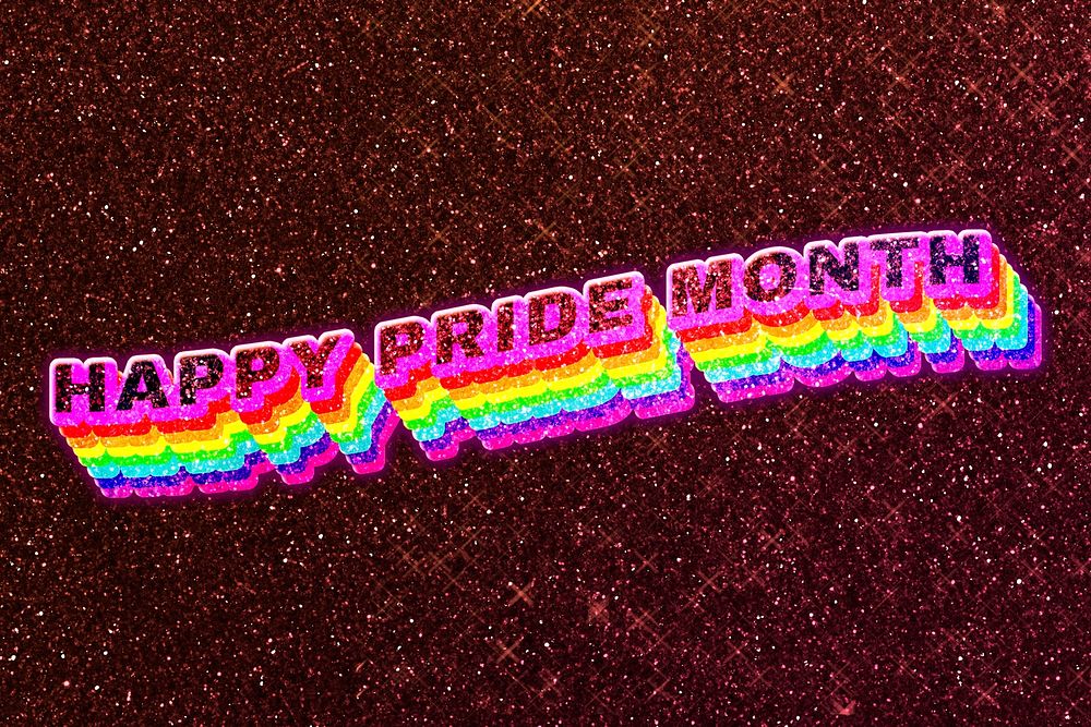 Happy pride month word 3d effect typeface rainbow lgbt pattern