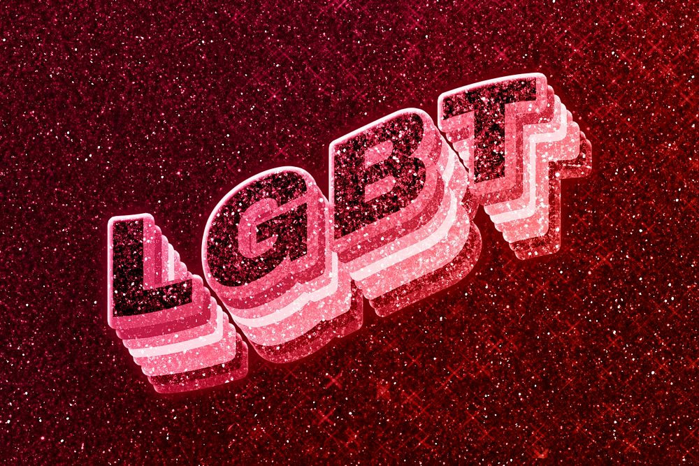 Lgbt word 3d effect typeface glowing font