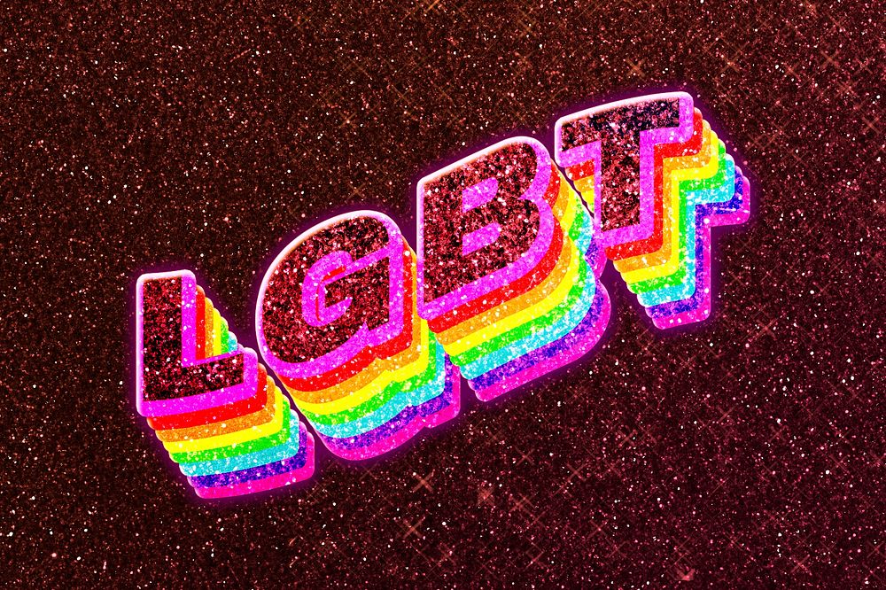 LGBT word 3d vintage typography wavy rainbow