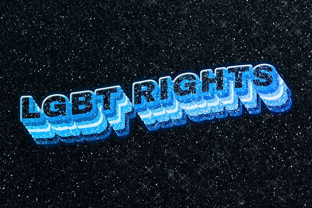 Lgbt rights word 3d effect typeface sparkle glitter texture