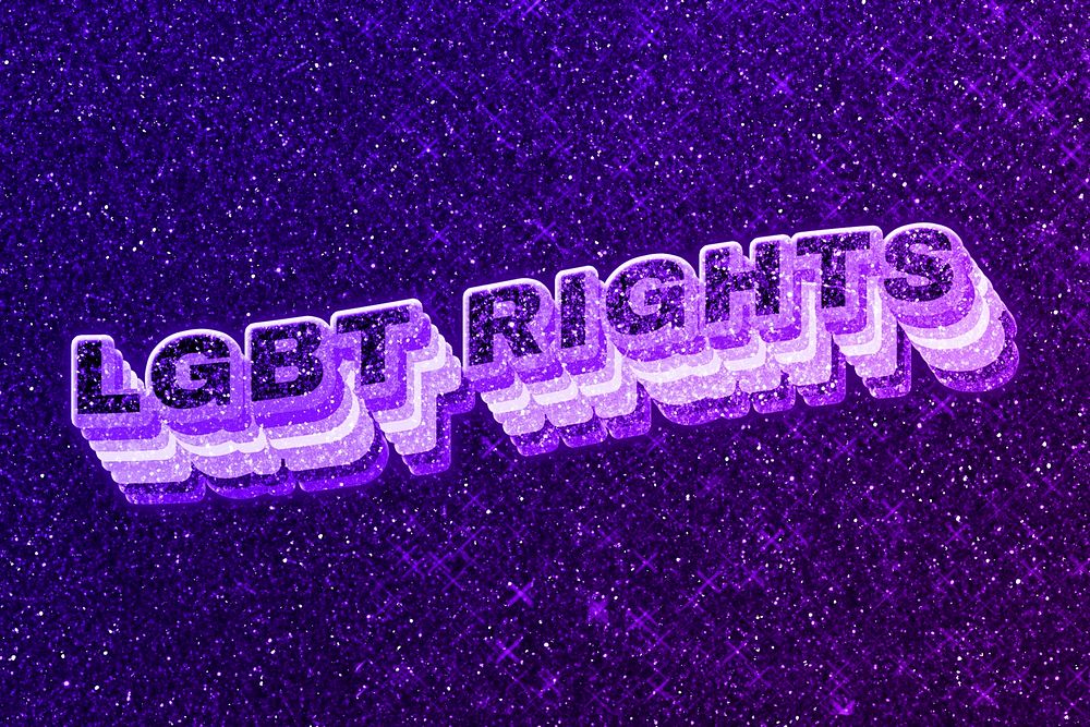 Lgbt rights text 3d retro word art glitter texture