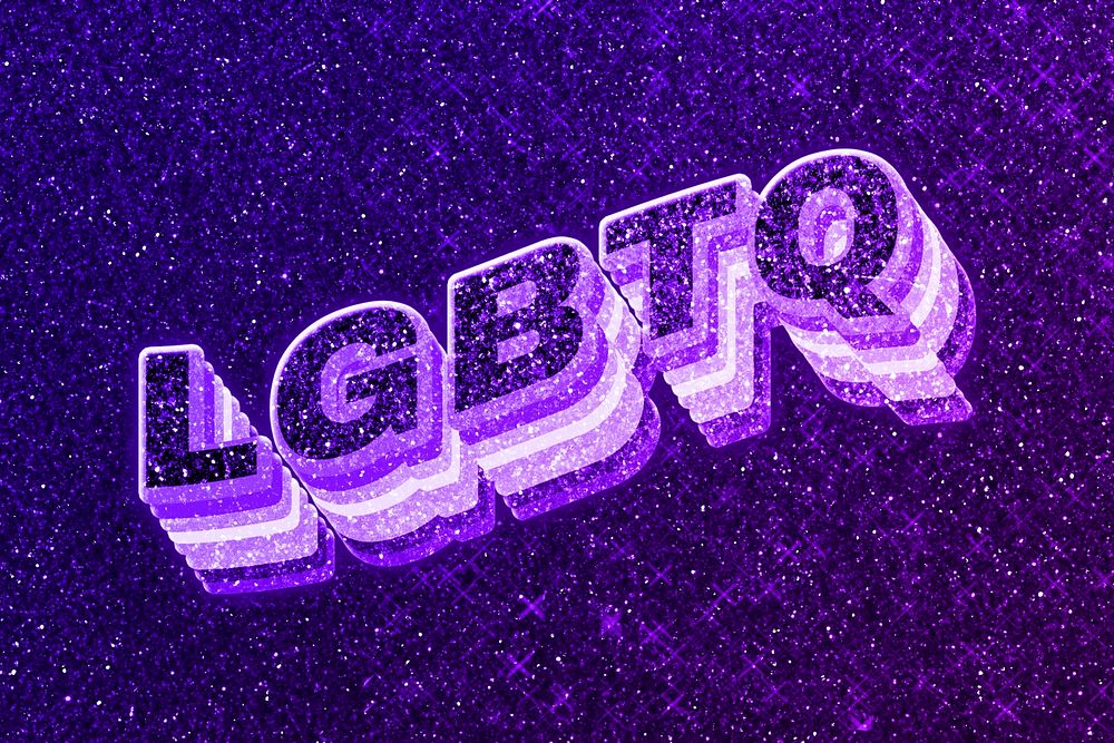 LGBTQ text 3d retro word art glitter texture
