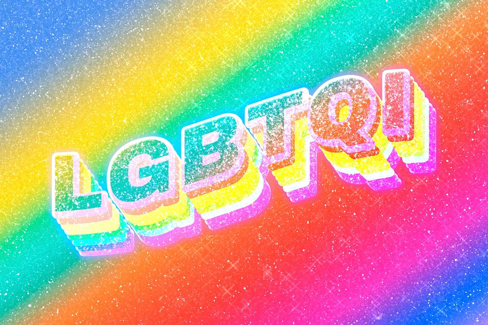 LGBTQI word 3d effect typeface rainbow gradient