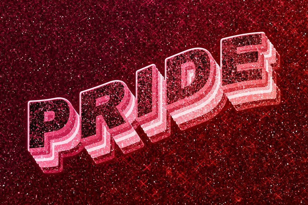 Pride word 3d effect typeface glowing font
