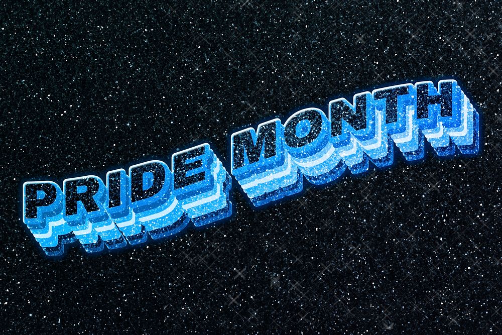 Pride month word 3d effect typeface sparkle glitter texture