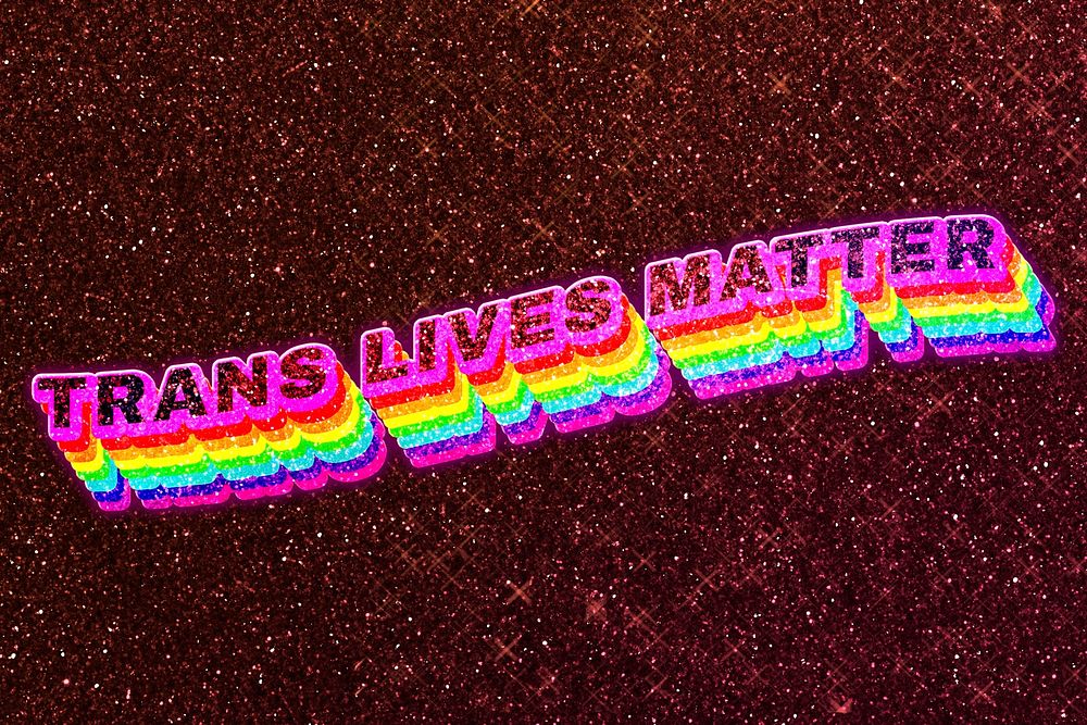 Trans lives matter word 3d vintage typography wavy rainbow