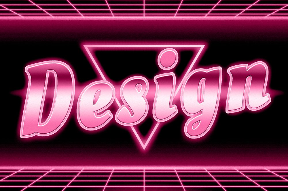 80s neon pink grid design word typography