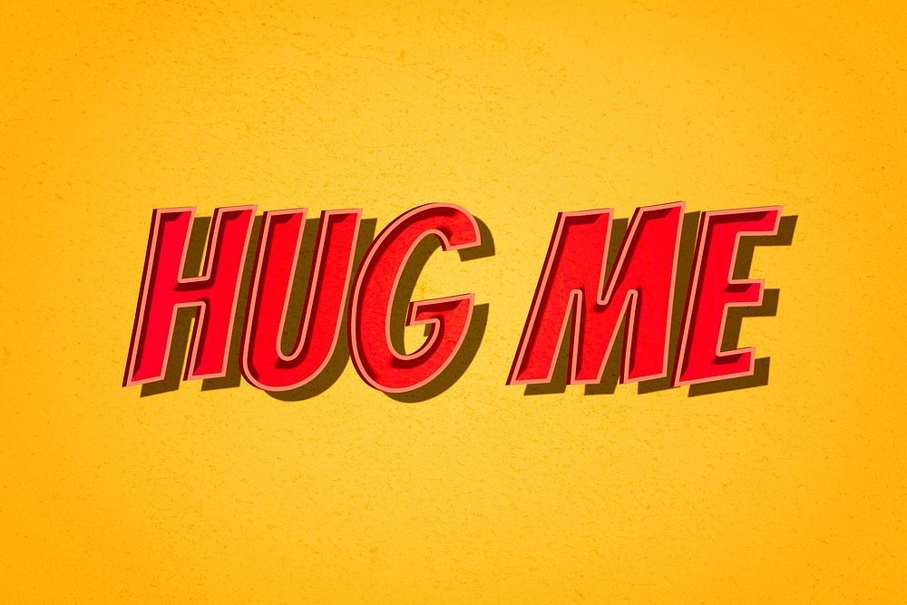 Hug me comic retro typography illustration