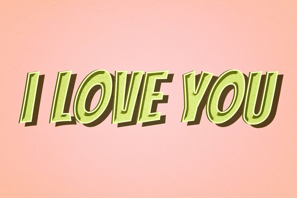 I love you comic lettering illustration