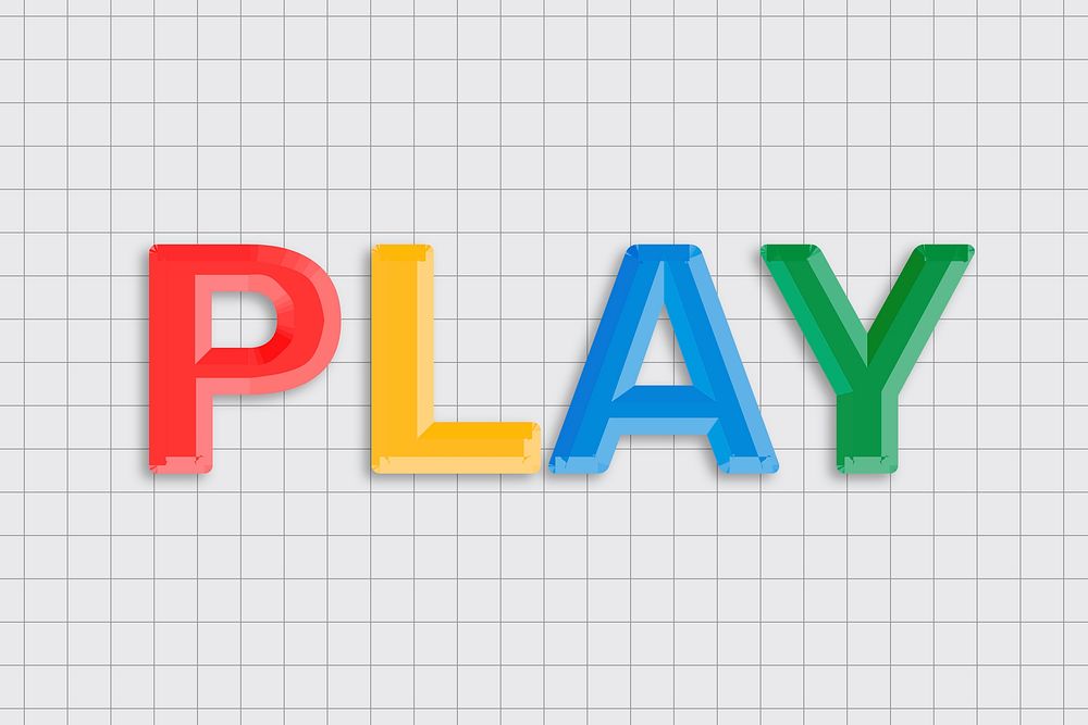 Play text lettering vector bevel colorful font typography