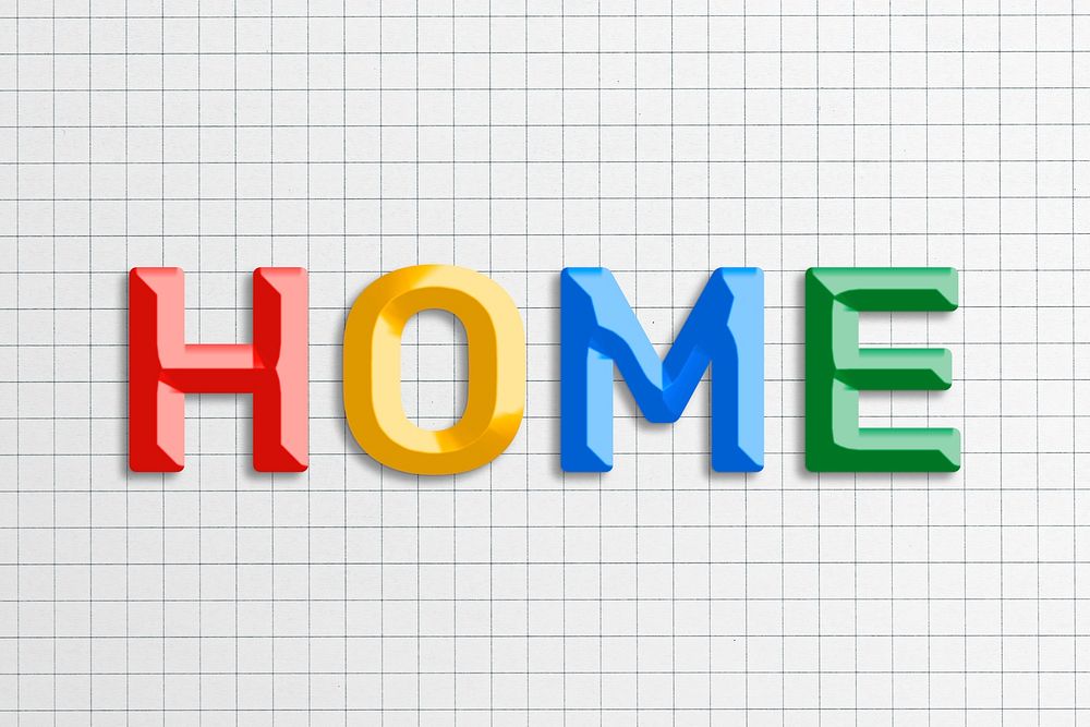 3d effect home text lettering rainbow color typography
