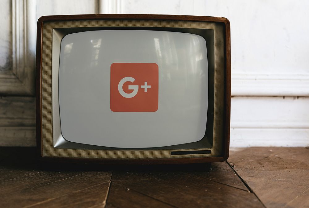 Google Plus logo showing on a television. BANGKOK, THAILAND, 1 NOV 2018.