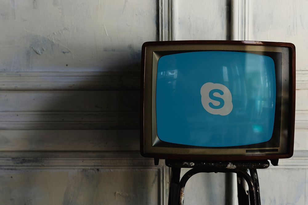 Skype logo showing on a retro television screen. BANGKOK, THAILAND, 1 NOV 2018.