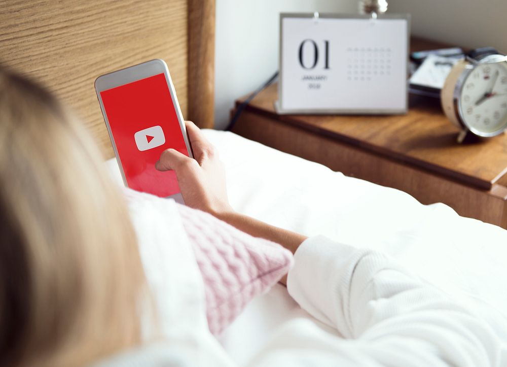 A woman checking on Youtub. BANGKOK, THAILAND, 1 NOV 2018.