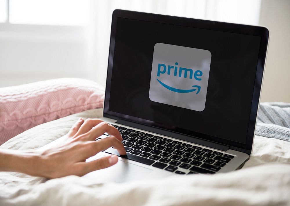 Amazon Prime Video logo showing on a laptop. BANGKOK, THAILAND, 1 NOV 2018.