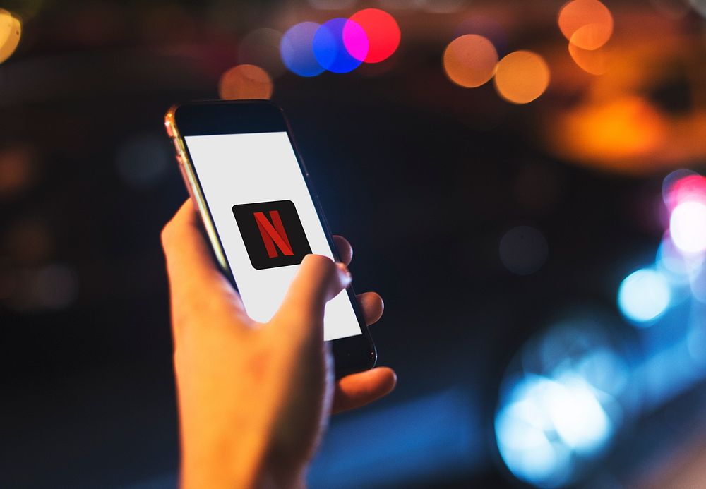 Netflix logo showing on a phone. BANGKOK, THAILAND, 1 NOV 2018.