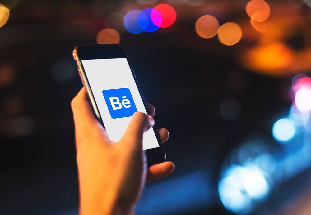 Behance logo showing on a phone. BANGKOK, THAILAND, 1 NOV 2018.