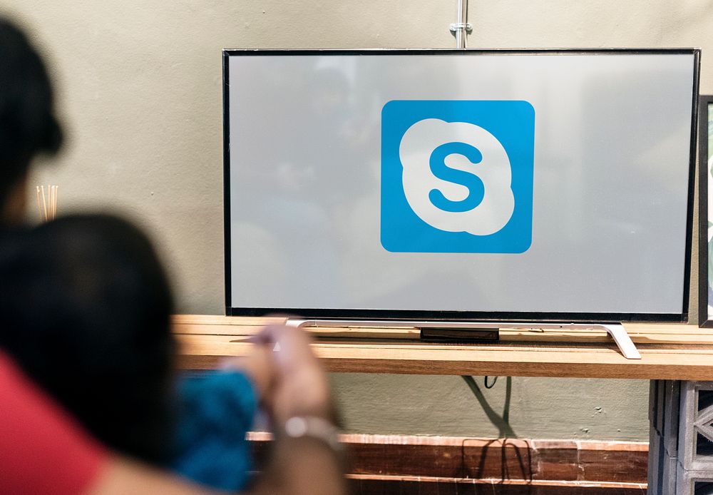 Skype application showing on a TV. BANGKOK, THAILAND, 1 NOV 2018.