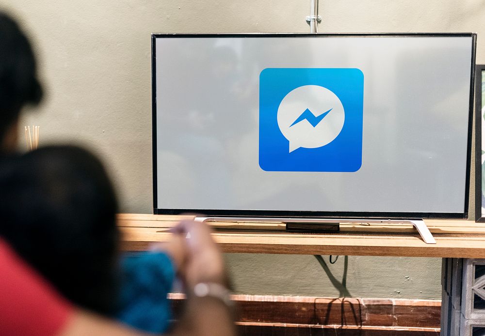 Facebook Messenger showing on a TV. BANGKOK, THAILAND, 1 NOV 2018.