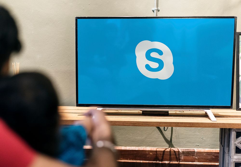 Skype application showing on a TV. BANGKOK, THAILAND, 1 NOV 2018.