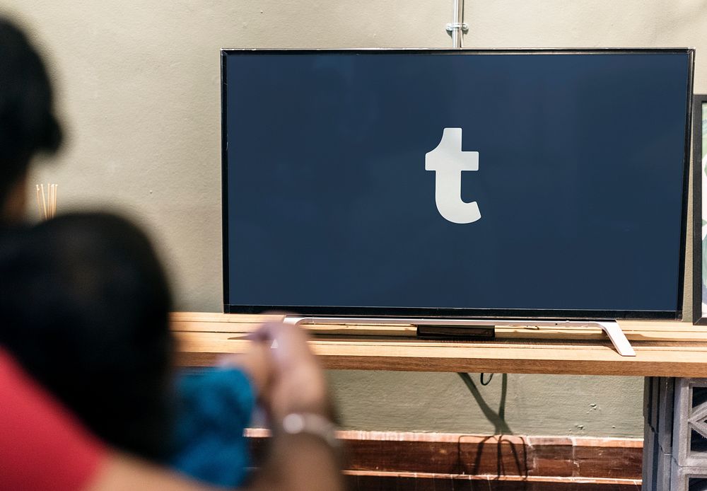 Tumblr application showing on a TV. BANGKOK, THAILAND, 1 NOV 2018.