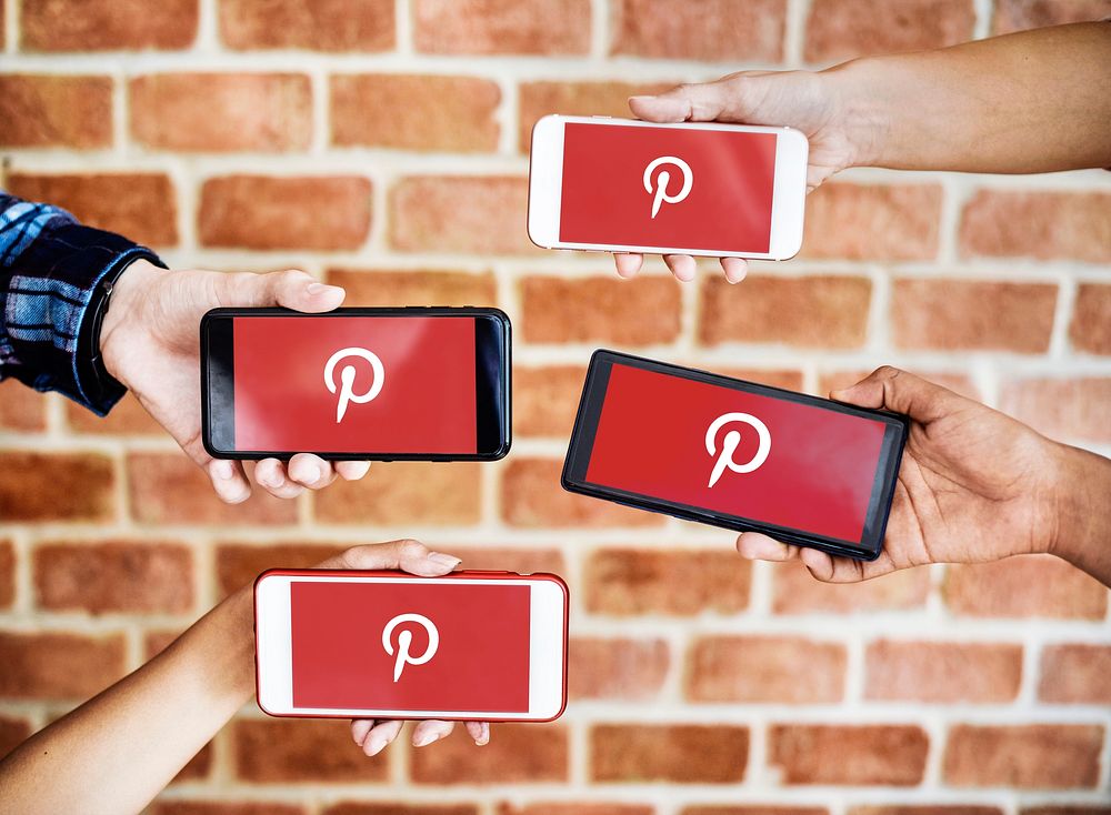 Pinterest logo on mobile phones. BANGKOK, THAILAND, 1 NOV 2018.