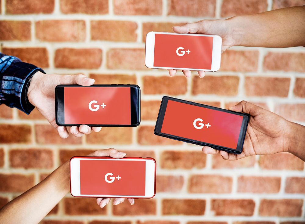 People using Google Plus applications. BANGKOK, THAILAND, 1 NOV 2018.