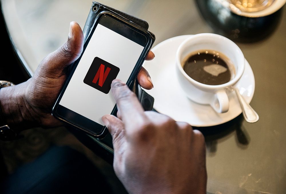 Netflix logo showing on a phone. BANGKOK, THAILAND, 1 NOV 2018.