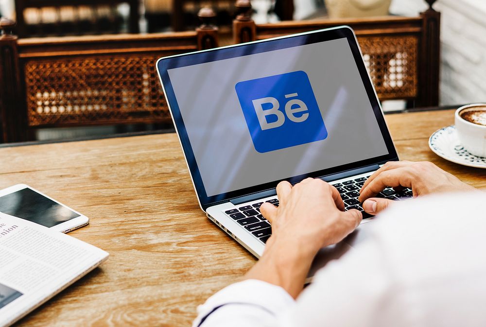 Behance logo shown on a laptop screen. BANGKOK, THAILAND, 1 NOV 2018.