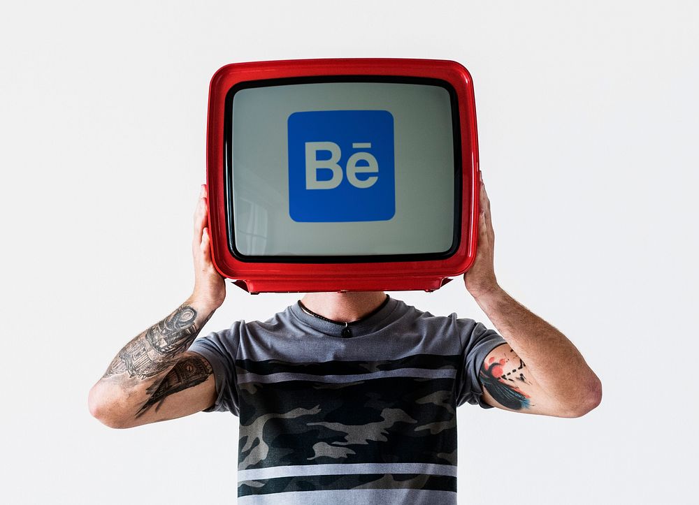 A retro television showing Behance logo. BANGKOK, THAILAND, 1 NOV 2018.