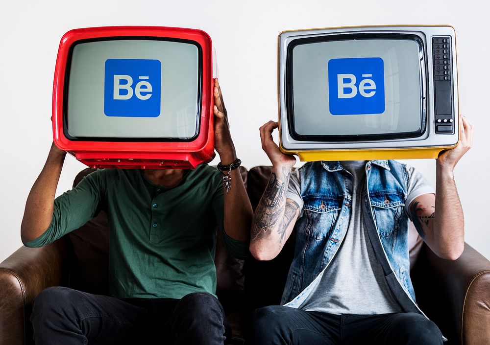 Retro televisions showing Behance logo. BANGKOK, THAILAND, 1 NOV 2018.
