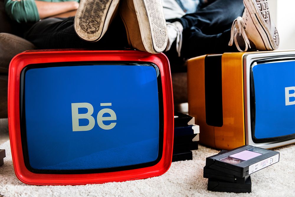 Retro televisions showing Behance logo. BANGKOK, THAILAND, 1 NOV 2018.