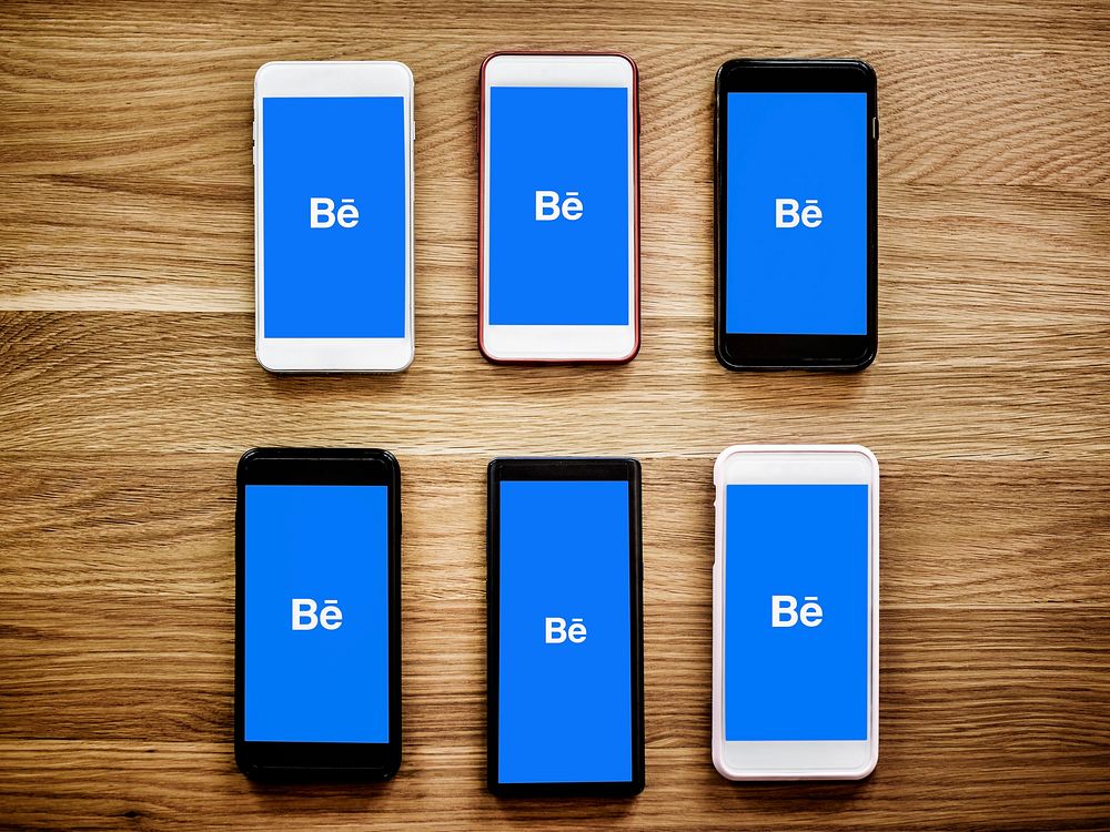 Behance logo showing on mobile phone screens. BANGKOK, THAILAND, 1 NOV 2018.