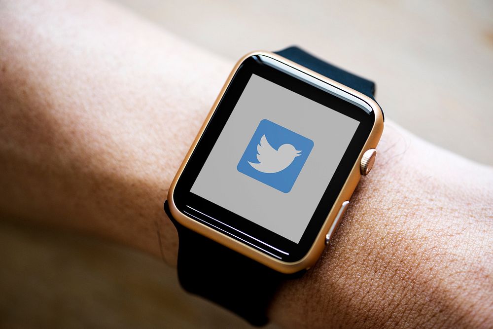 Twitter logo showing on a smartwatch. BANGKOK, THAILAND, 1 NOV 2018.