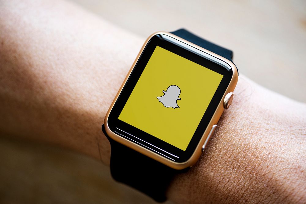 Snapchat logo showing on a smartwatch. BANGKOK, THAILAND, 1 NOV 2018.