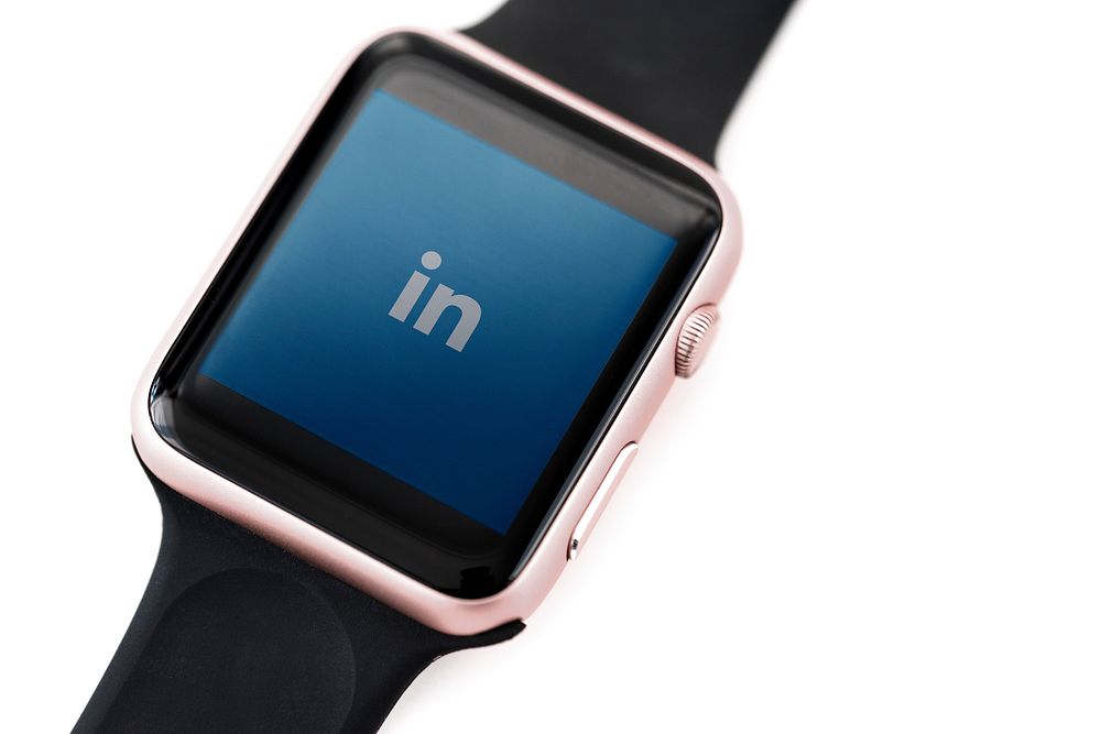 LinkedIn logo on a smartwatch. BANGKOK, THAILAND, 1 NOV 2018.