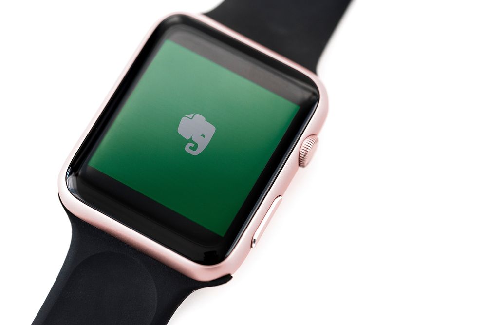 Evernote logo on a smartwatch. BANGKOK, THAILAND, 1 NOV 2018.