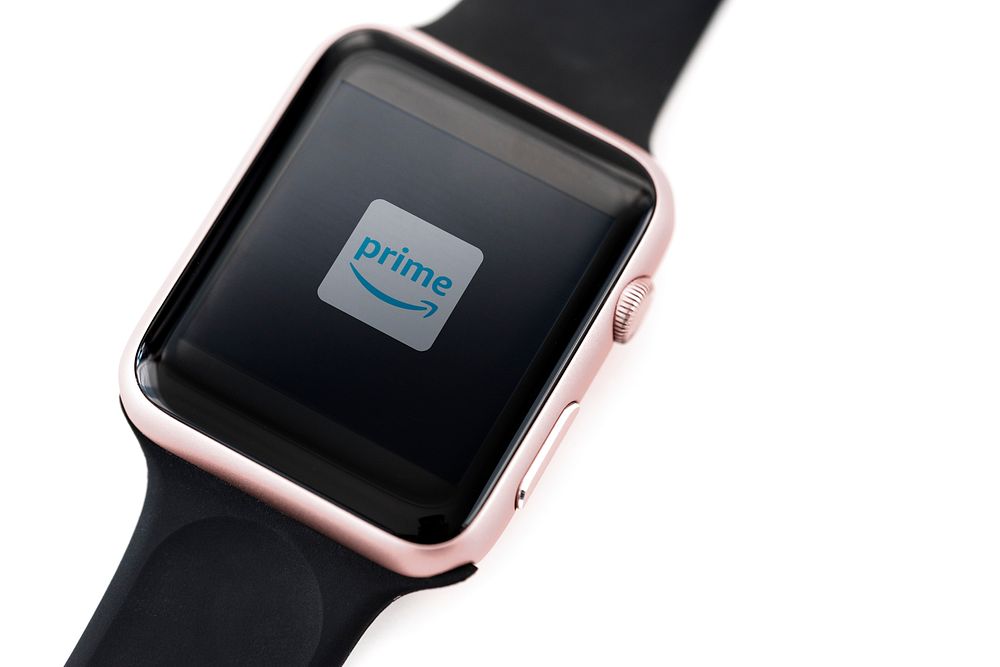 Prime Video logo showing on a smartwatch. BANGKOK, THAILAND, 1 NOV 2018.