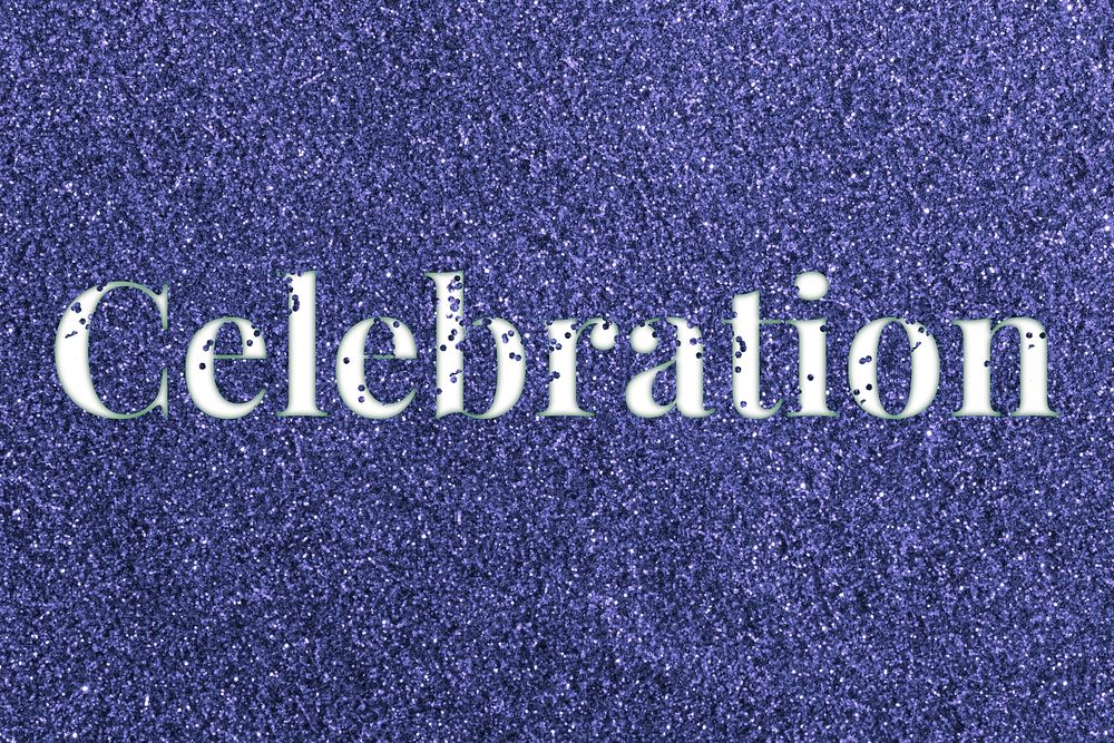 Glitter sparkle celebration lettering typography dark blue