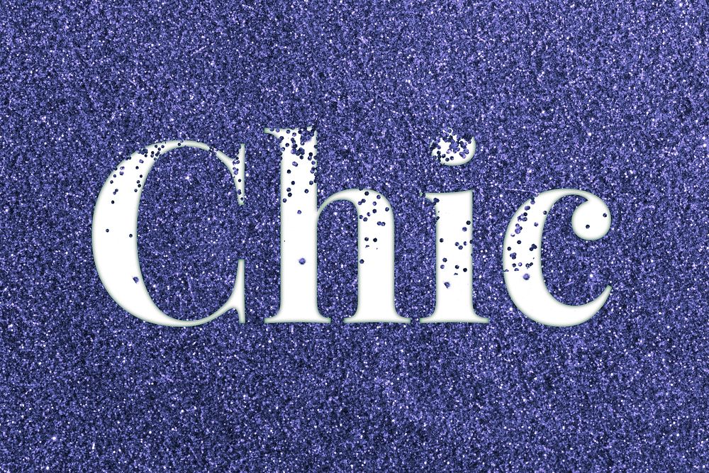 Chic sparkle word dark blue glitter lettering