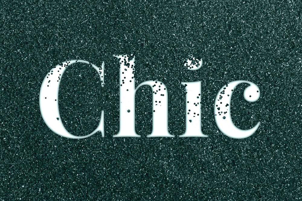Glitter sparkle chic word typography dark green