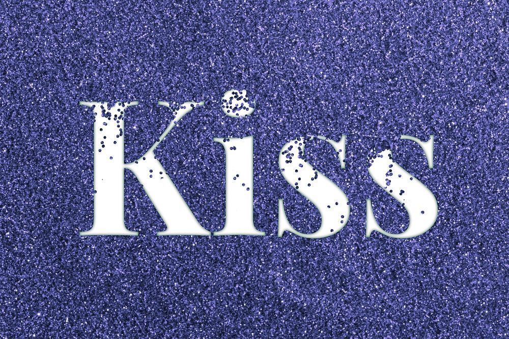 Glitter text kiss dark blue sparkle font lettering