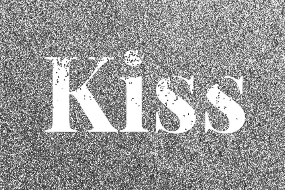 Kiss sparkle text gray glitter font lettering