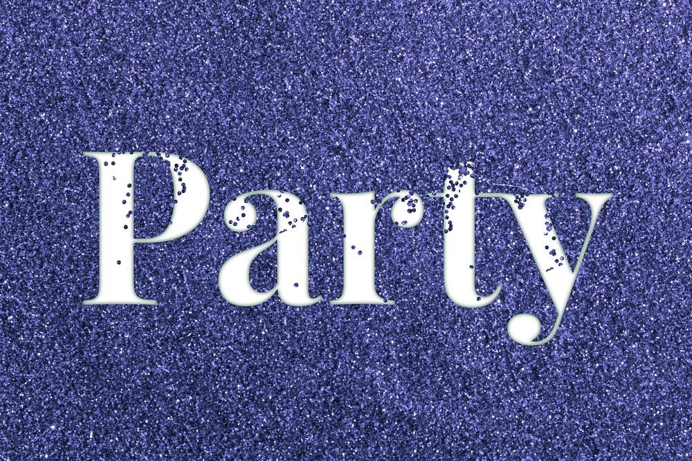 Glitter sparkle party text typography dark blue